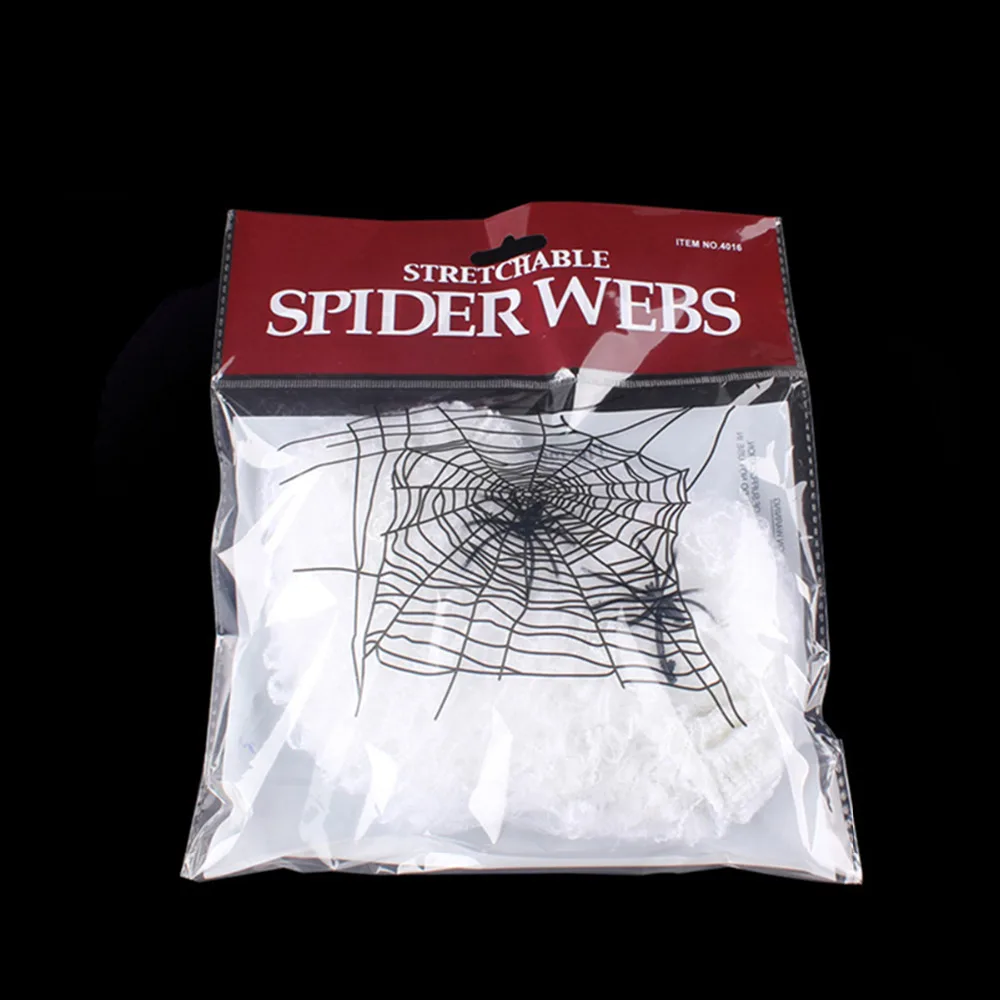 Artificial Spider Web Halloween Decoration Scary Party Scene Props White Stretchy Cobweb Horror House Home Decora Accessories