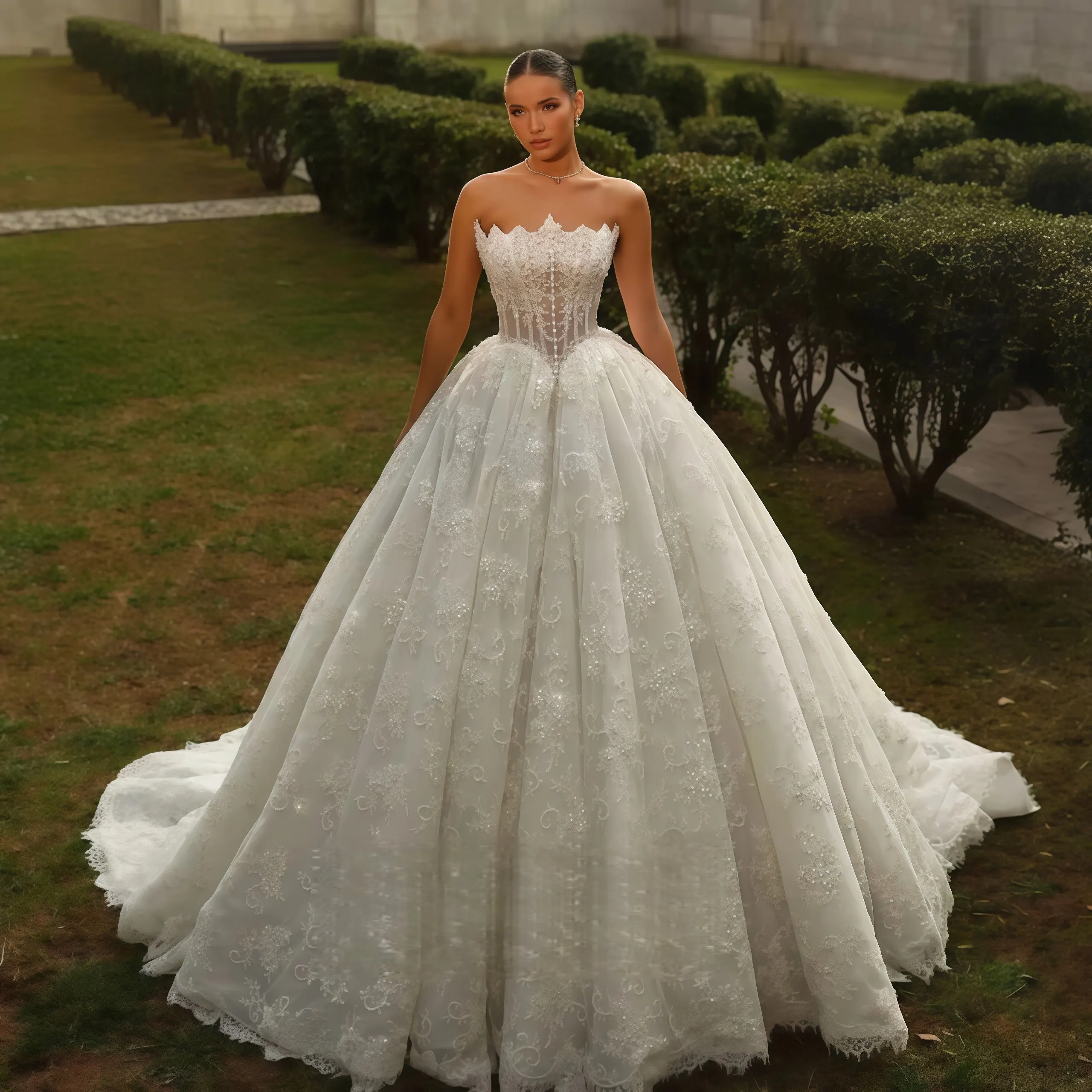 絶妙なビーズ刺繍のボールガウンウェディングドレス、ロマンチックなスイートハートネックライン、輝くプリンセスブライダルガウン、カスタムメイドのウェディングドレス