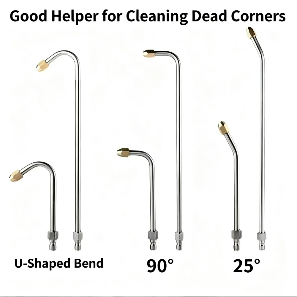 Stainless Steel Bend Wand Fan Nozzle Accessory, High Pressure Washer Sprayer for Car, Ceiling & Air Conditioner Cleaning