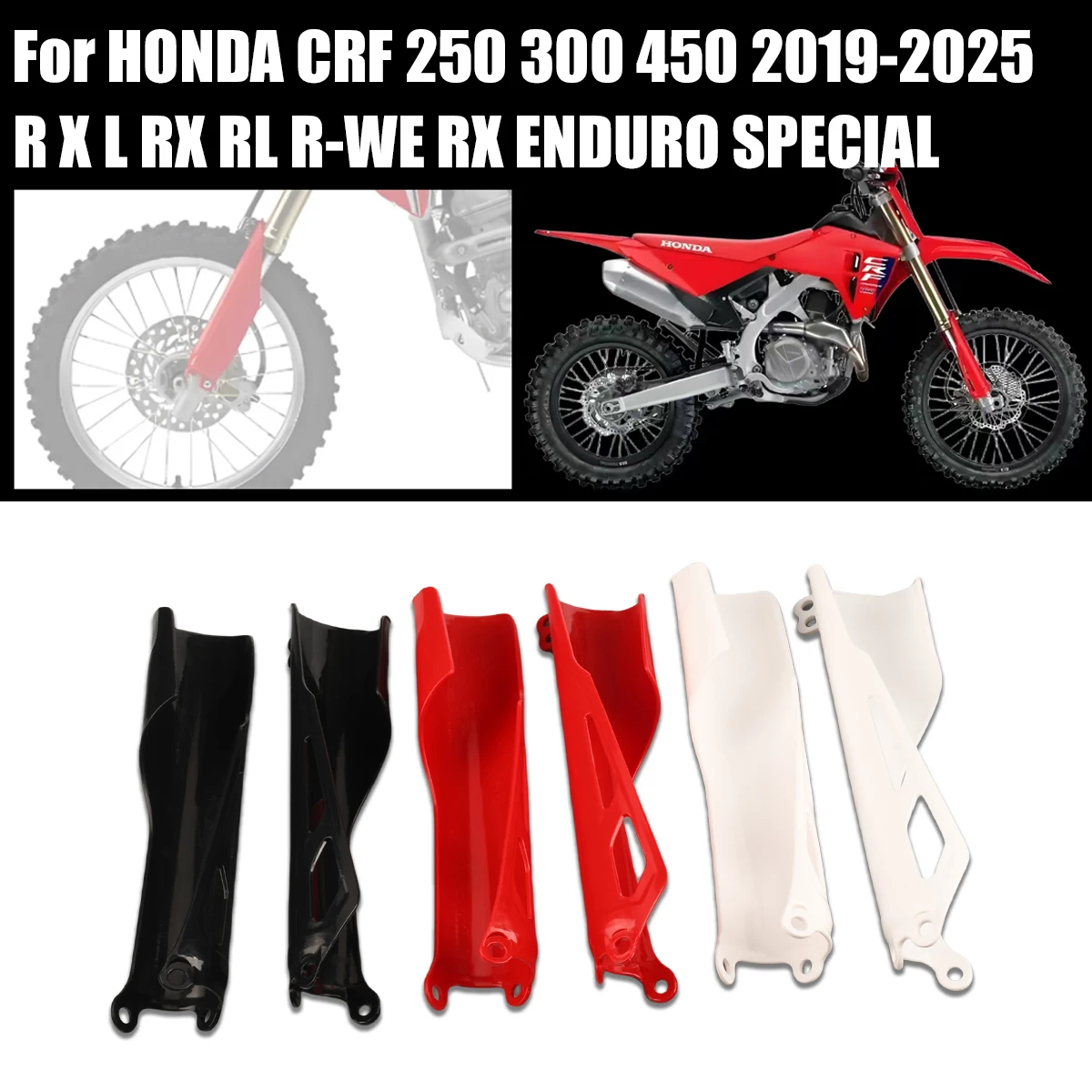 

Motorcycle Plastic Fork Guard Front Fork Tube Frame Cover For Honda CRF 250 300 450 R X L RX RL R-WE RX ENDURO SPECIAL 2019 2025