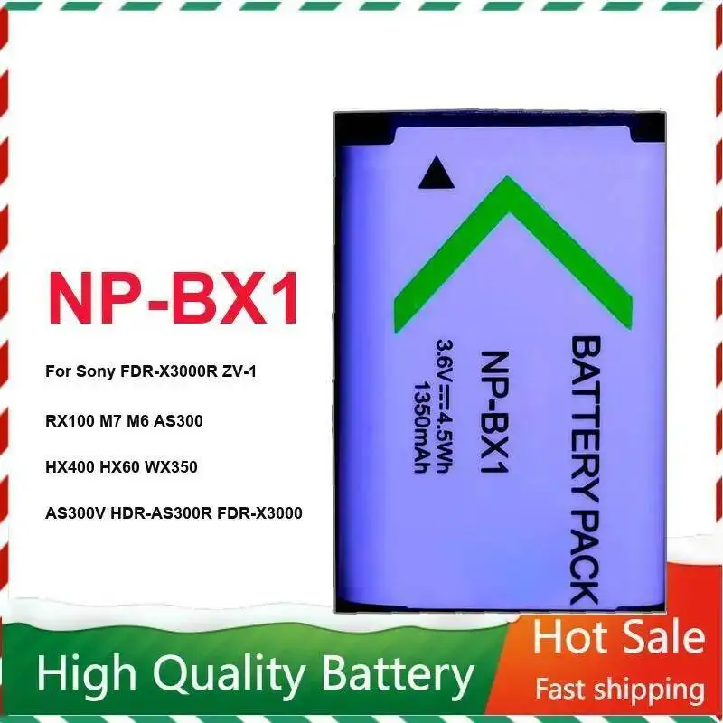 Camera Battery NP-BX1 1350Mah For Sony Fdr-X3000R ZV-1 RX100 M7 M6 AS300 HX400 HX60 WX350 AS300V Hdr-AS300R Fdr-X3000