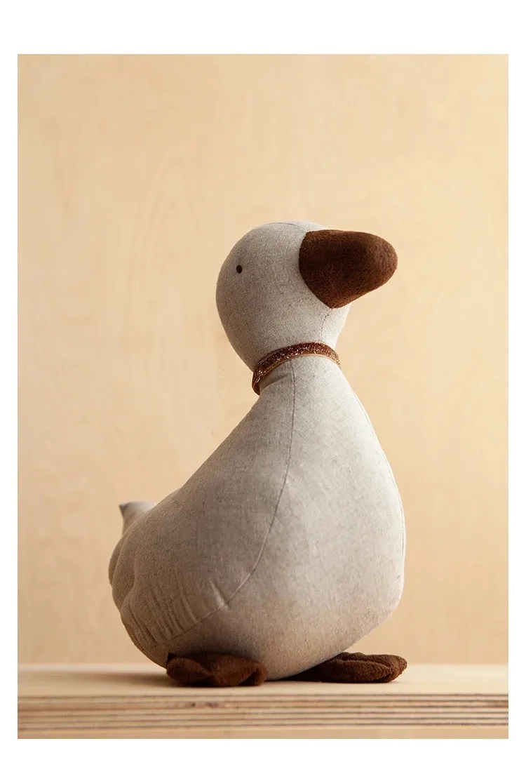 Nordic Duck Girl Soft Animal Stuffed Toy Nature Cotton Linen duckling Fabric Doll Christmas decoration nursery Crib toy