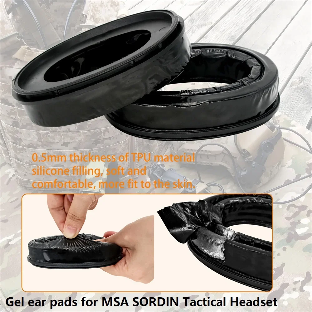 

Tactical Headset Adapter Gel Ear Pads for MSA SORDIN Headset Electronic Earmuffs Hearing Protection Airsoft Shooting Headset