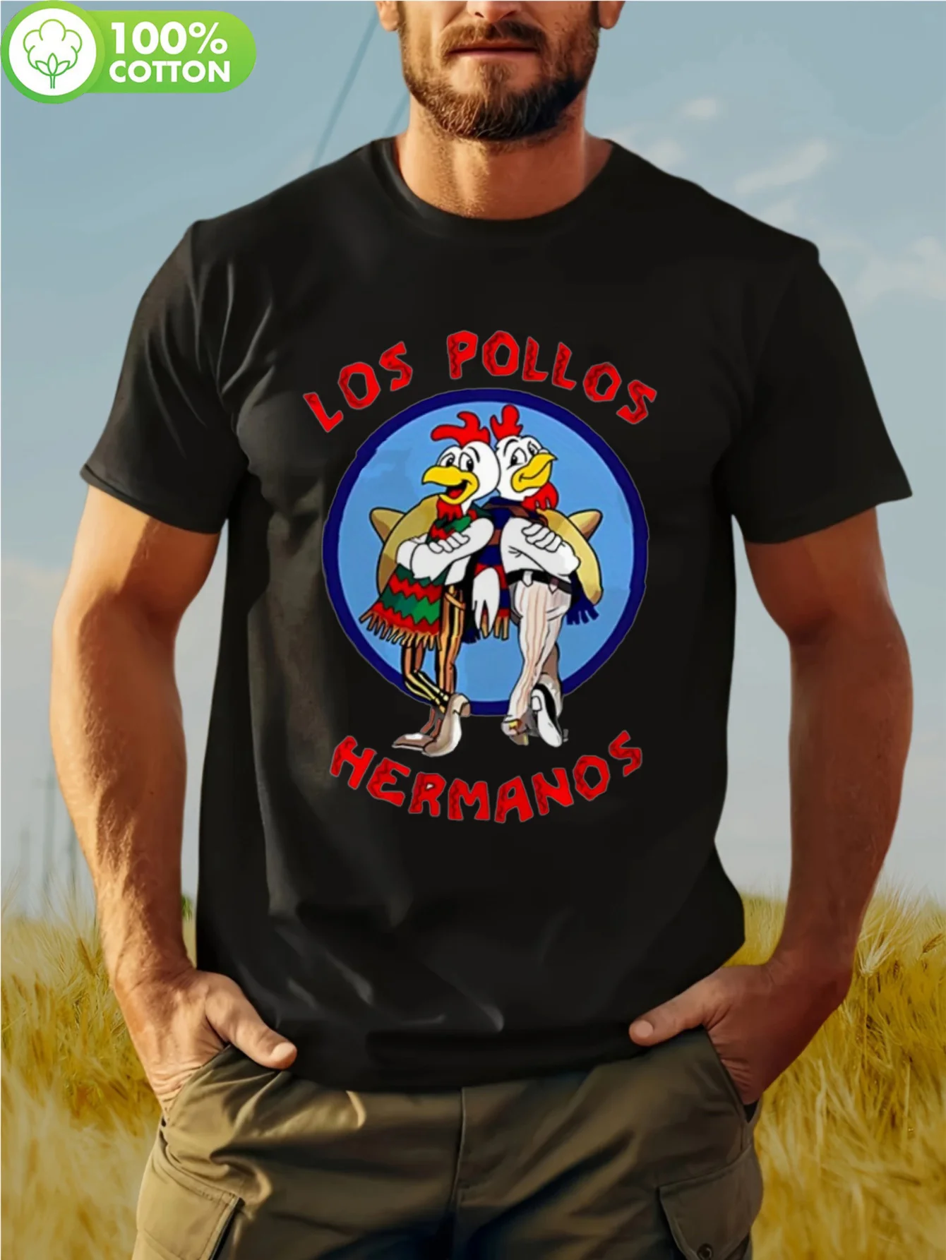 Camiseta gráfica inspirada en Breaking Bad de talla grande para hombre Funny Chicken Brothers - Diseño de Los Pollos Hermanos con Walter y Jess