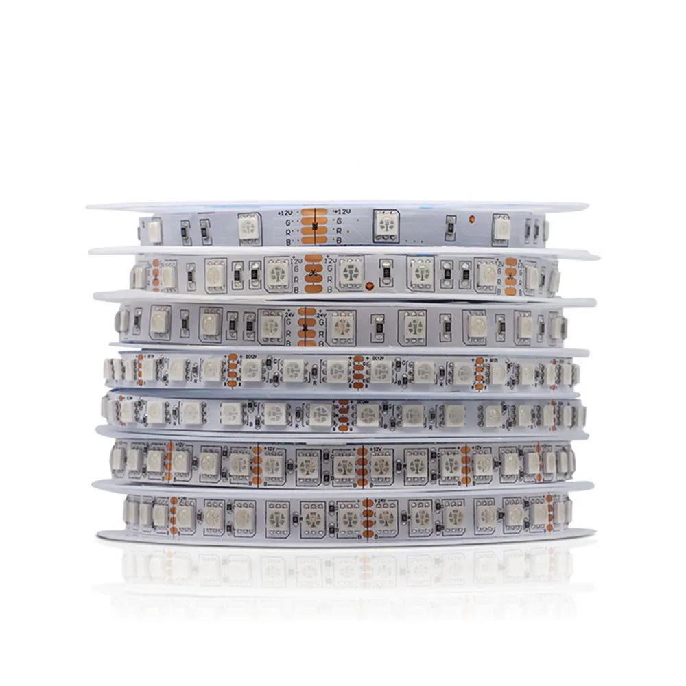 DC 5V 12V 24V RGB LED Strip Light 5050 SMD 30/60/96/120 LEDs/M IP20 IP65 กันน้ํา 6 มม.10 มม.LED เทป LED แถบแสง