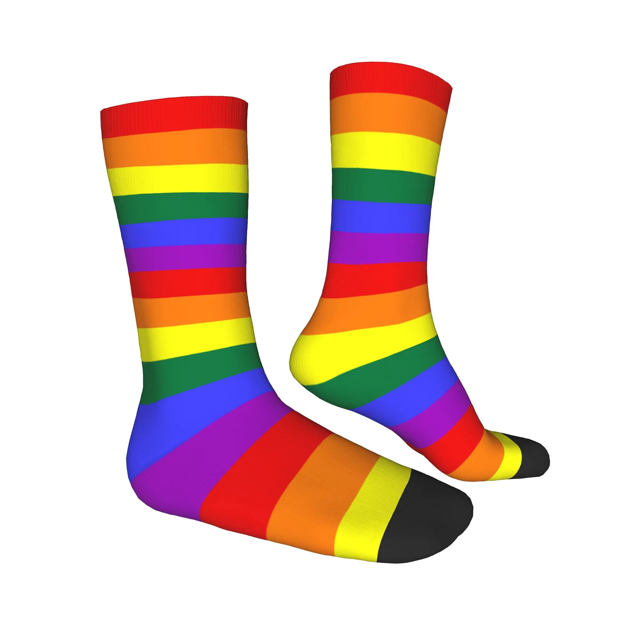 Calcetines Kawaii LGBT con bandera del arco iris para mujer y hombre, calcetines cálidos con estampado 3D para deportes de fútbol