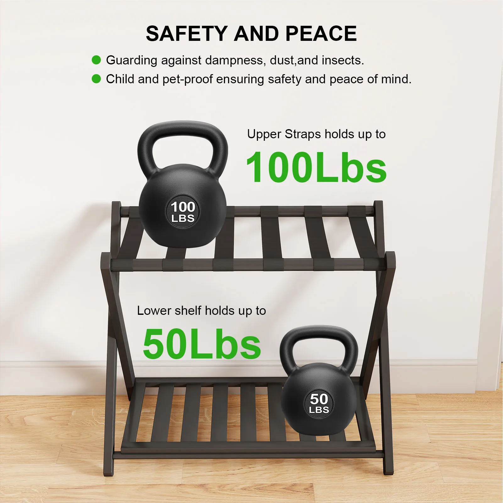 Luggage Rack Foldable Thickened Wood Suitcase Stand with Storage Shelf for Hotel Bedroom Guest Room Luggage Rack Luggage Stand