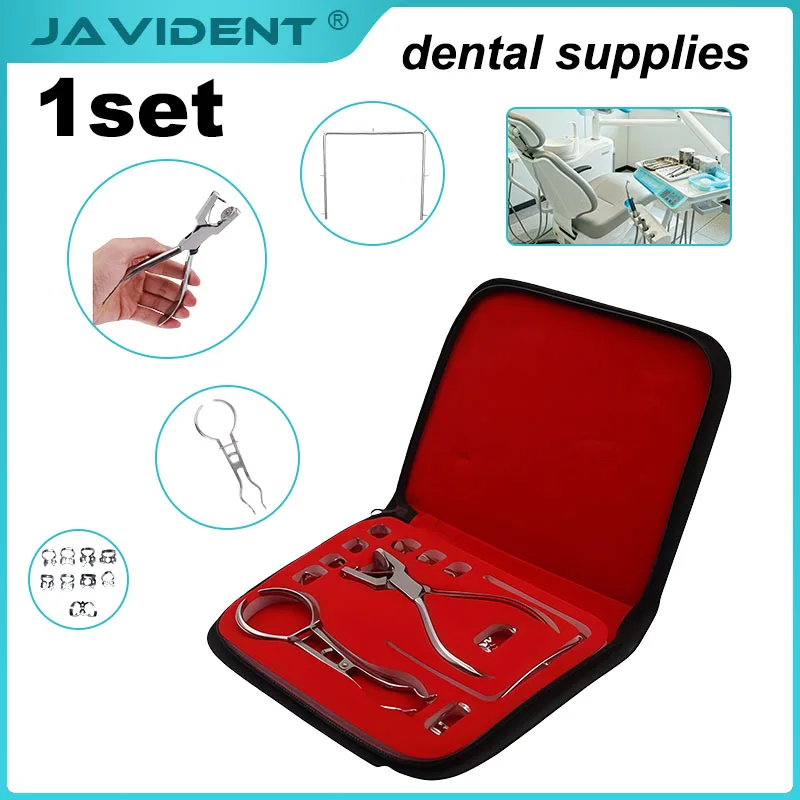1Set Dental Rubber Dam Tool Kit Isolation Technique Practice Model Stainless Steel Construction Autoclavable Dental Materials