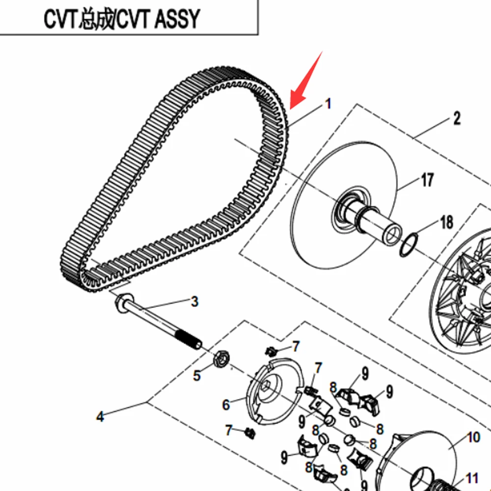 Drive Belt For CFMoto CForce 1000 Overland UForce 1000 /XL ZForce 950 1000 CF1000 ATV UTV Belt Replaces OEM 0JWA-055000-1000