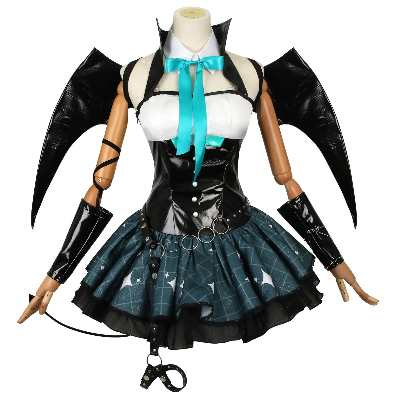 Anime Dämon Miku Cosplay Kostüme Frauen Sexy Kleid Flügel Anzug Miku Nette Teufel Uniform Mit Schwanz Halloween Karneval Party Kleidung