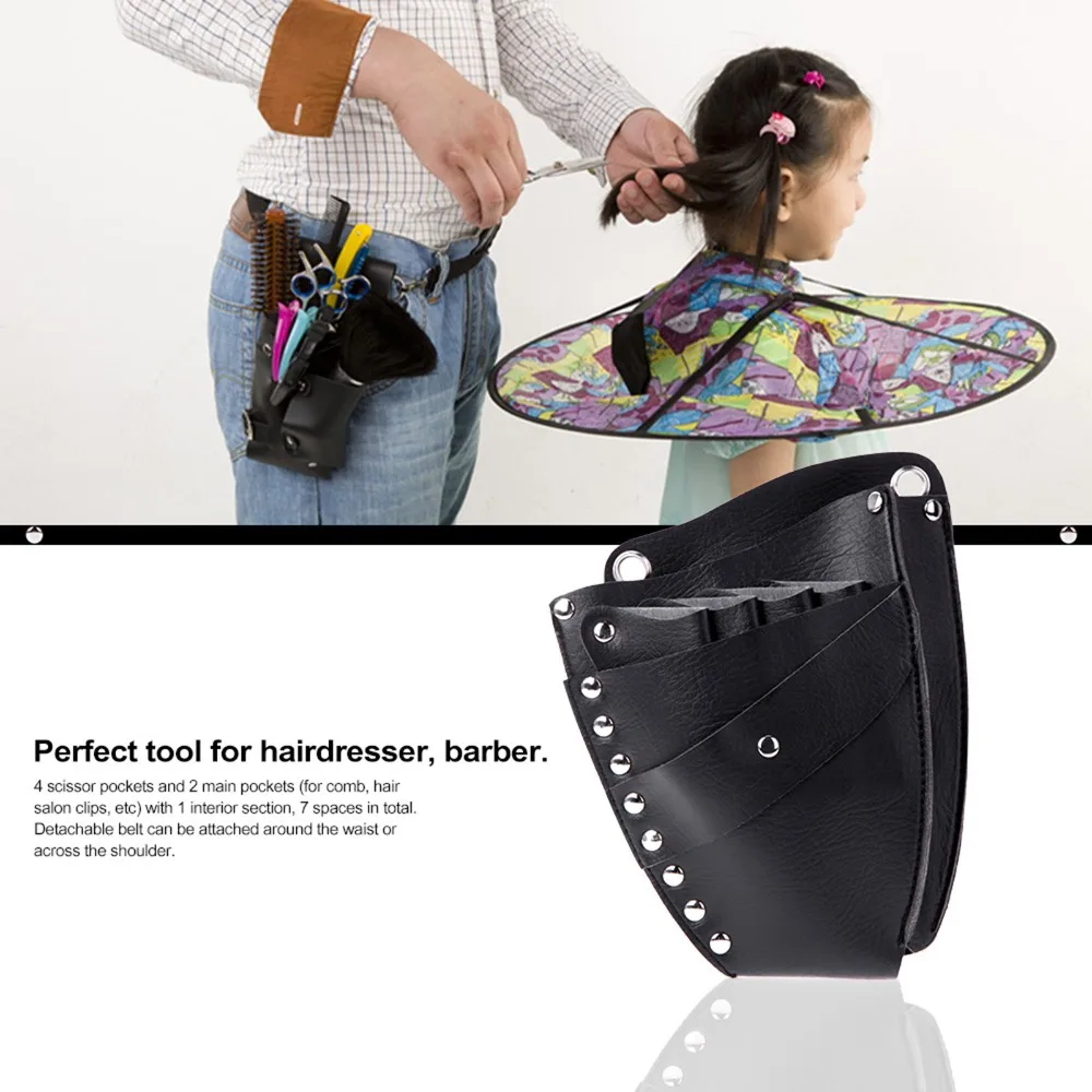 Waist Shoulder Belt Hair Shear Storage Bag Pocket Design Durable Stitching Scissors Belt Rivet Clips Scissor Pouch