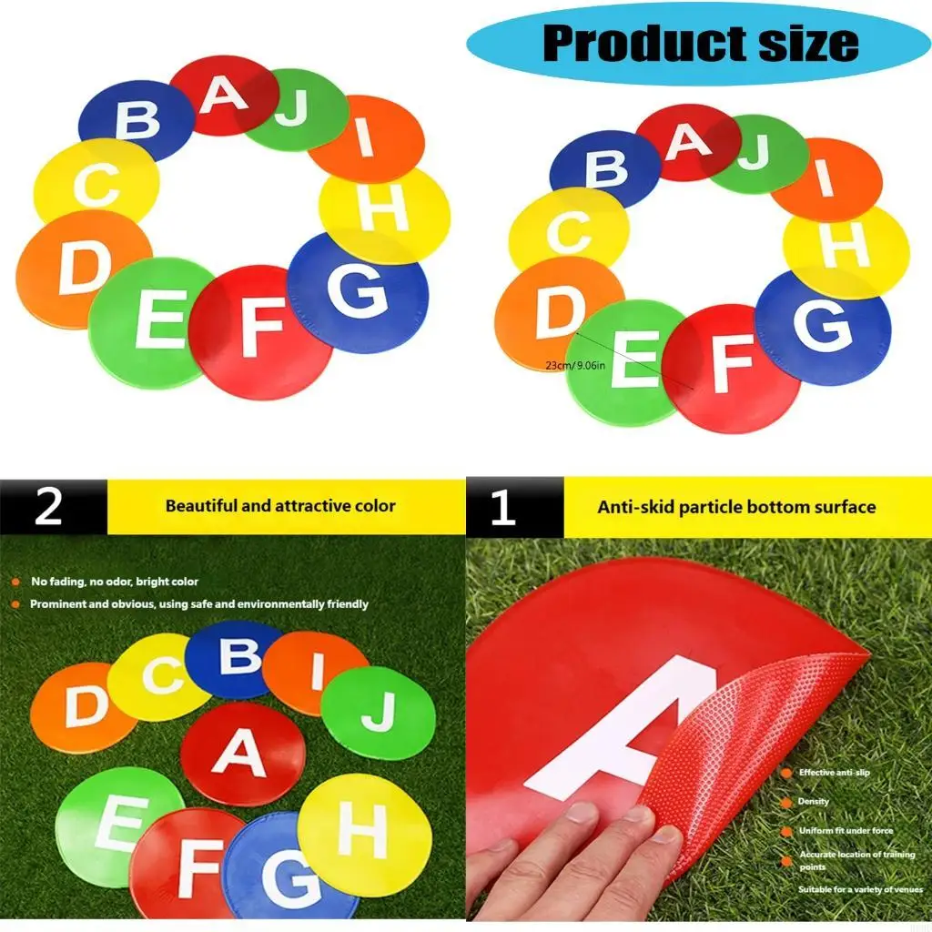 

10Pcs Spots Markers Nonslip Floor Dots for Gym, Flat Cones with Number Agility Markers Spots for Sports Soccer Training 69HD