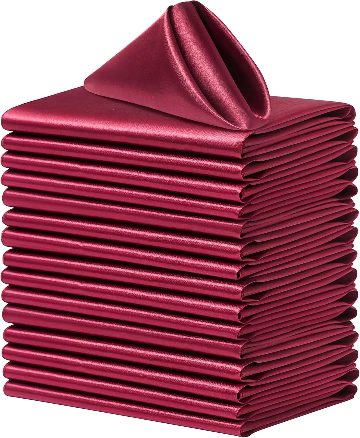 100팩 사각 새틴 디너 냅킨, 20x20인치 실키 소프트 스무스 테이블 클로스 냅킨 레스토랑 웨딩용, 버건디