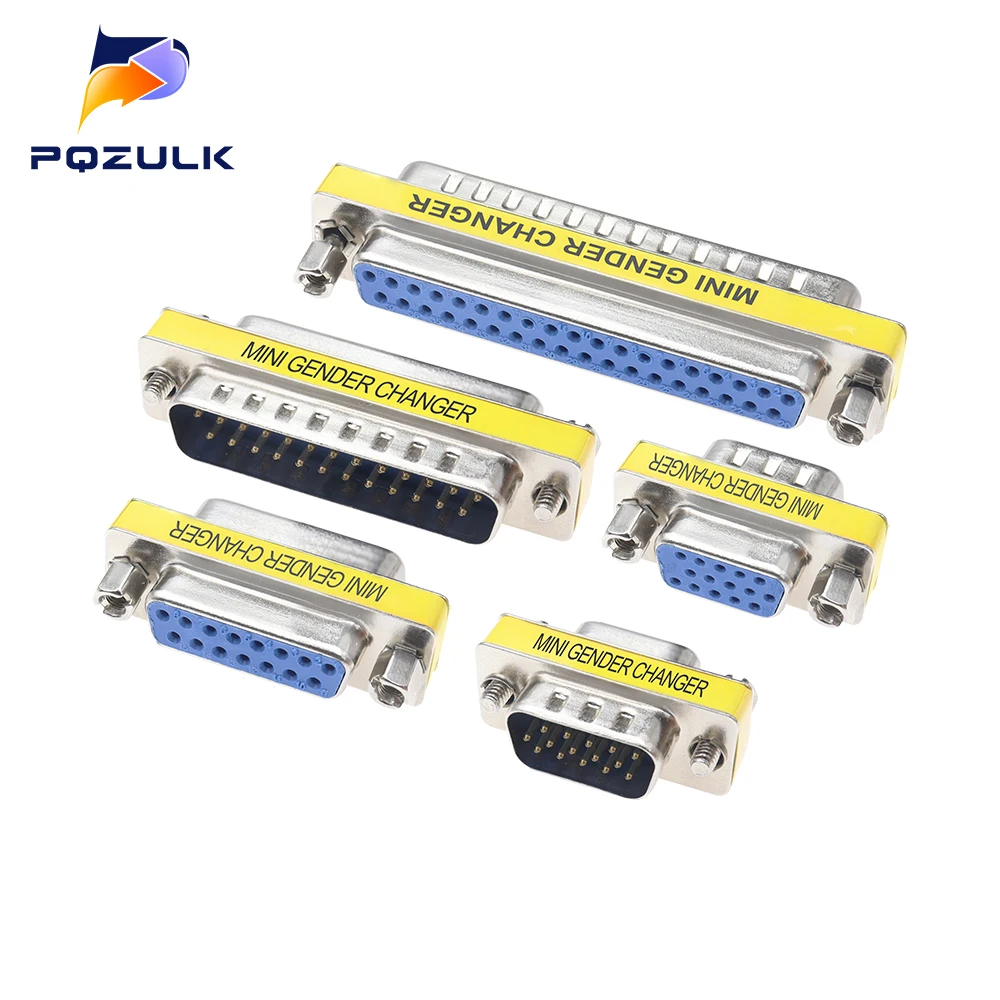 2PCS DB9/15/25/37 9Pin Male to Female/Male to Male/Female to Female/ Mini Gender Changer Adapter RS232 Serial plug Com Connector