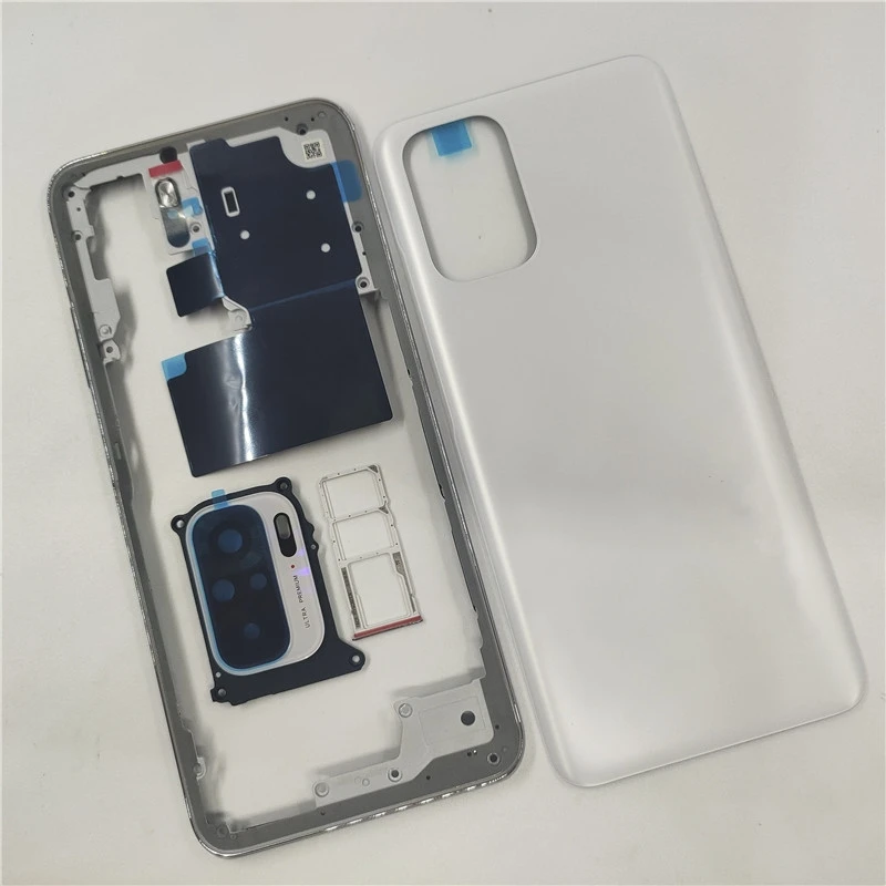 Full Housing For Xiaomi Redmi Note 10 M2101K7AG /Note 10s M2101K7BG Back Cover+Middle Frame+Side Key+Camera Glass Lens+Sim Tray