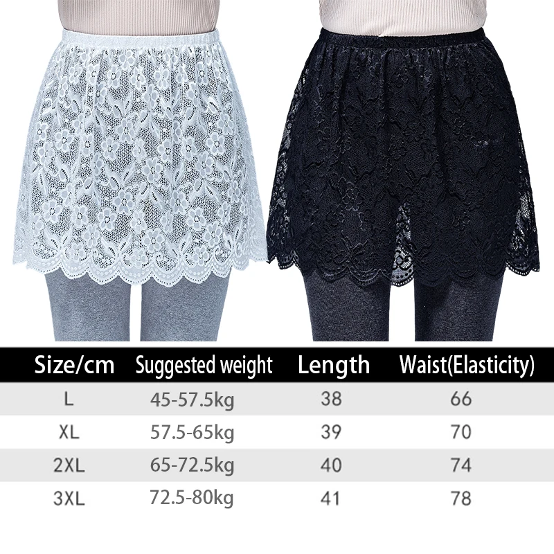 Women Skirt Extender with Lace Hem 2024 Spring Autumn Layering Fake Tops Hemline Flower Embroidery Mini Skirt Black White