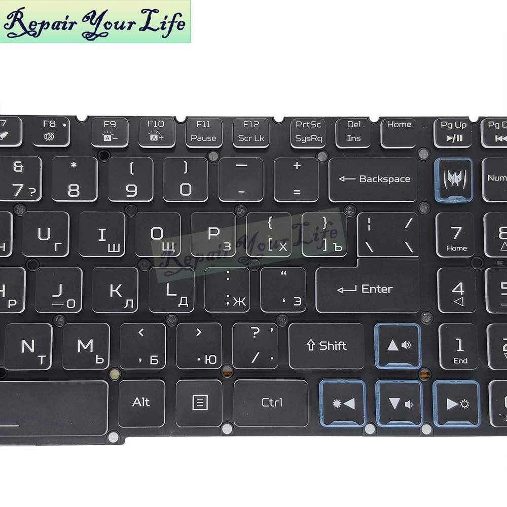 Teclado retroiluminado russo Ru, para acer nitro 5, an517-52, an517-53, an517-54, an515-57, laptop rg05p-n12b3l, n10brl, n14brl