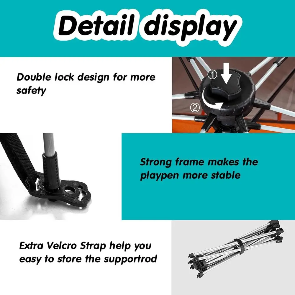 Parc pour bébé intérieur/extérieur léger et portable avec auvent et sac de voyage - Gris