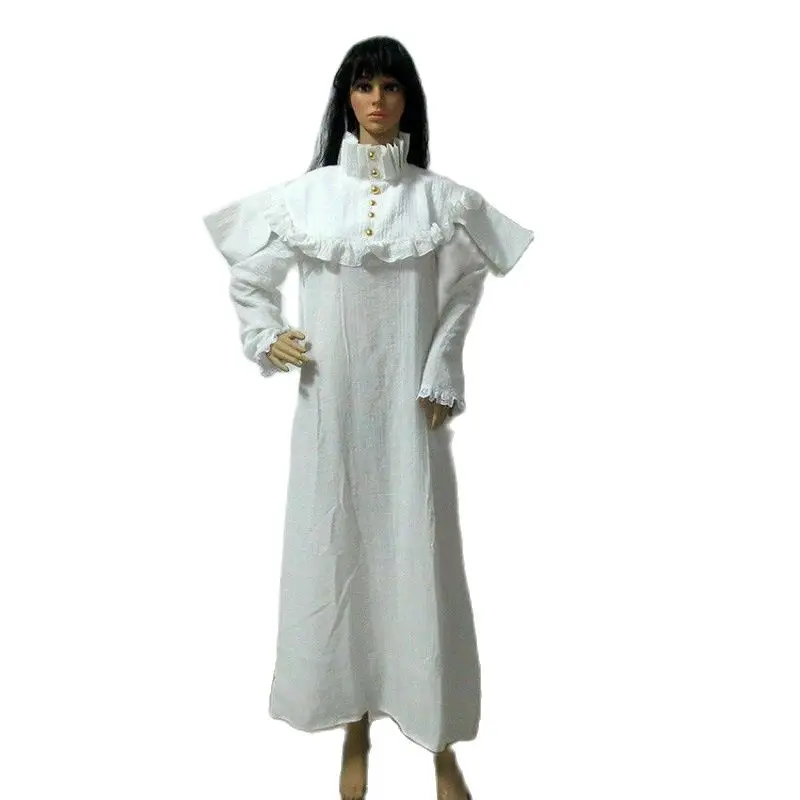 Customization of the Same Clothing for Film and Television Characters with White Draped Collar and Tie Up Long Skirt Material