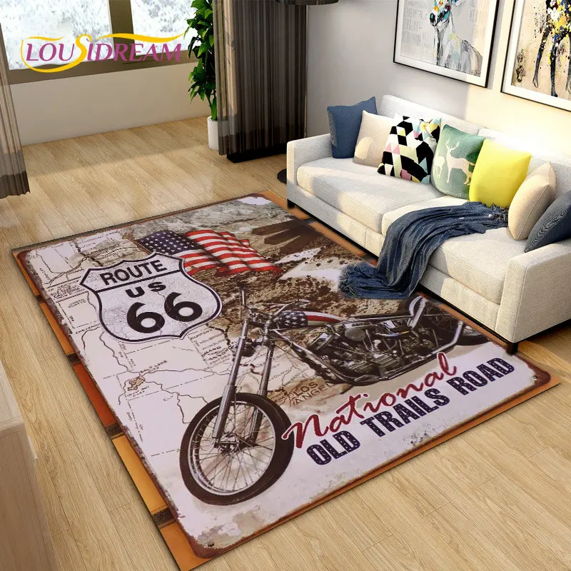 Historic Route 66,Mother Road,mãe estrada Area Rug,Carpet Rug for Home Living Room Bedroom Sofa Doormat Decor,Non-slip Floor Mat