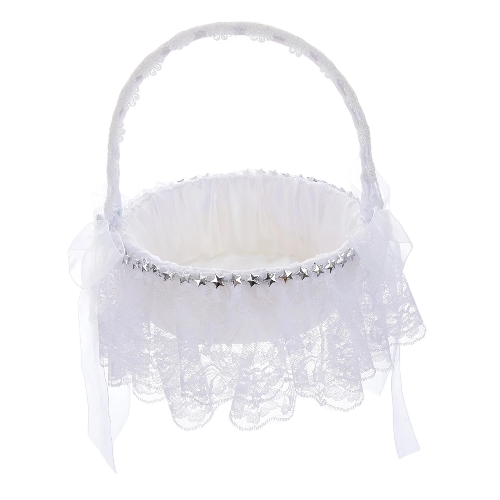 소박한 산뜻한 꽃 소녀 바구니 결혼식 장식 및 용품을 위한 빈티지 레이스 장식의 경량 꽃 바구니