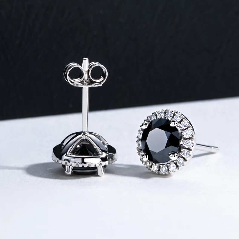 MossanRappr 1ct Black Moissanite Iced Out Diamond Stud Earrings For Women 925 Sterling Silver Top Quality Hip Hop Jewelry Gifts view 3