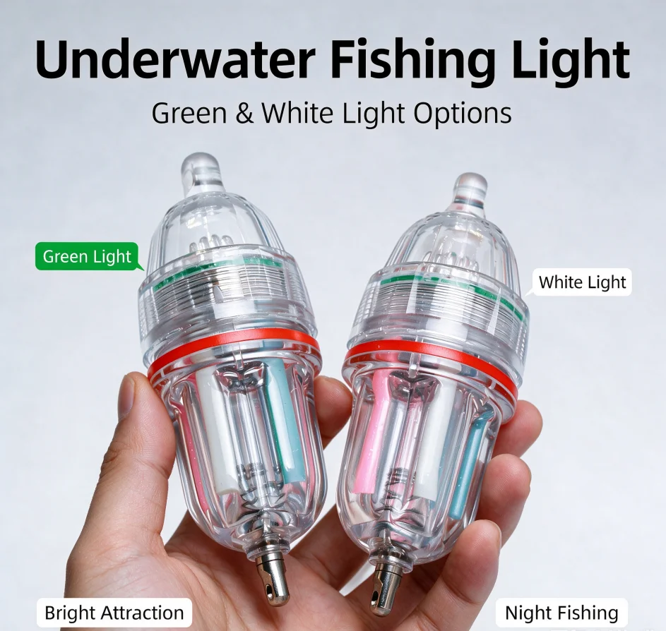 LED Underwater Fishing Lure Light, Waterproof Flashing Fish Attractor Lamp for Sea & Night Fishing