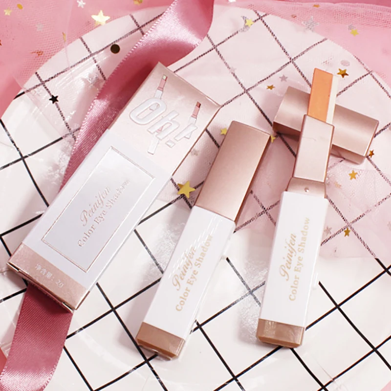 Dupla cor brilho sombra de olho vara lápis sombra maquiagem à prova dbicágua bicolor shimmer cosméticos beleza maquiagem ferramenta