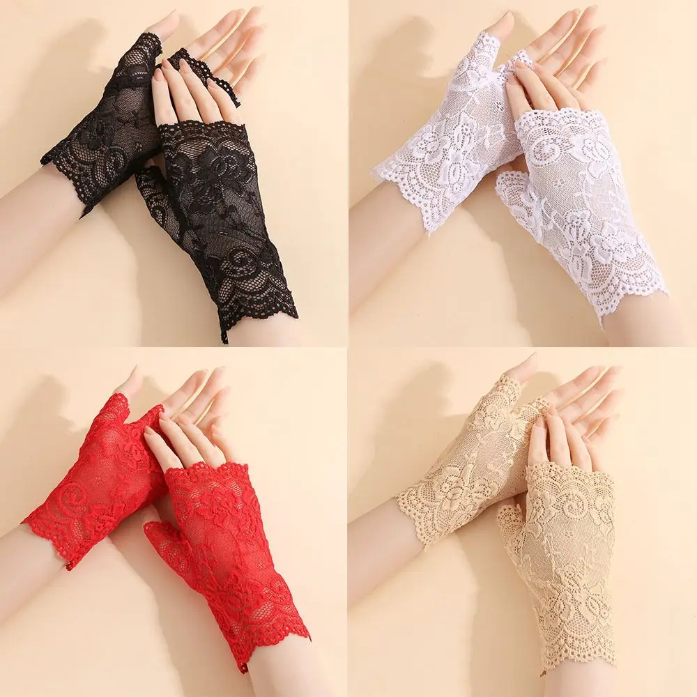 Fashion Sexy Dressy Lace Gloves Half Finger Sunscreen Driving Gloves Wedding Bridal Gloves Wedding Accessories