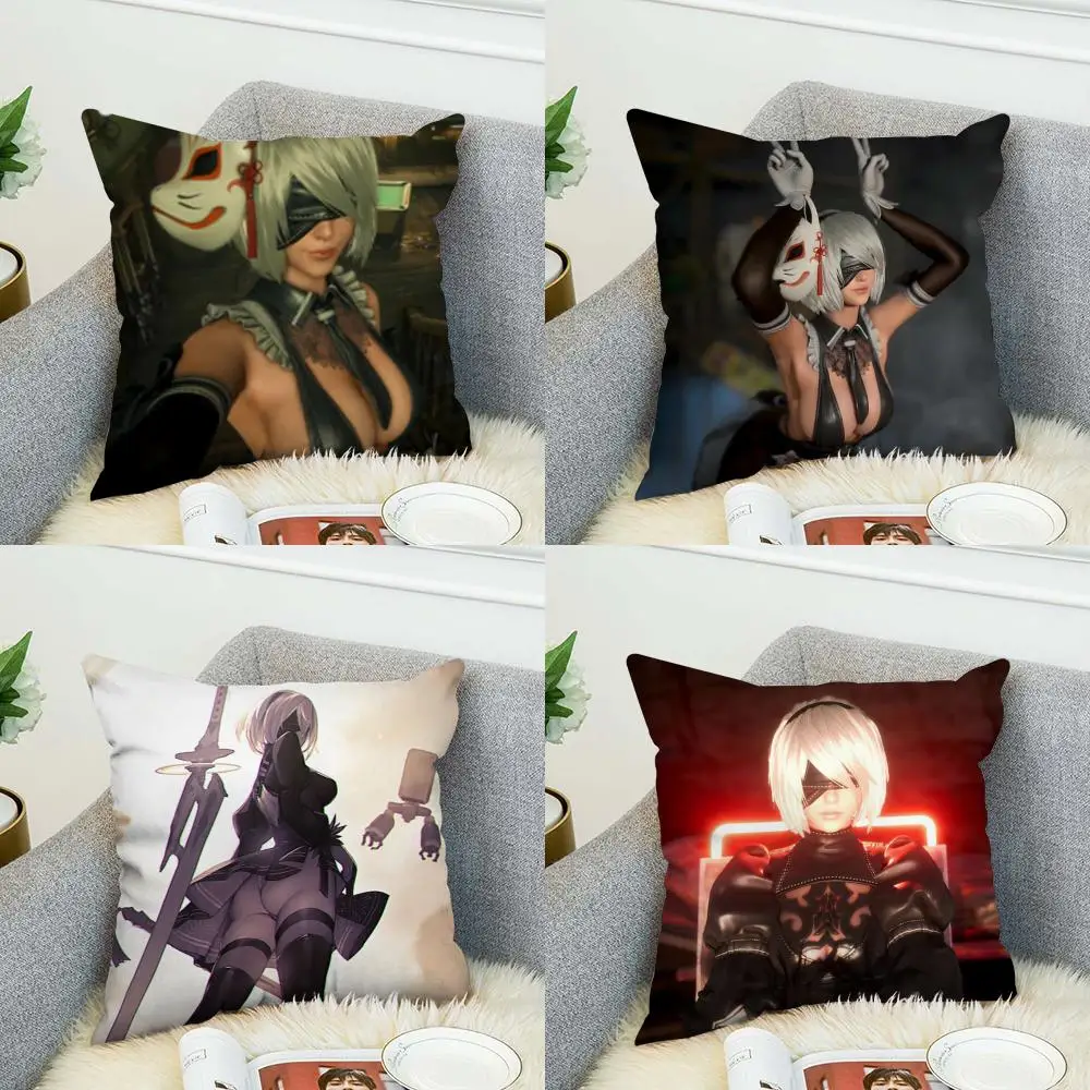 

Чехол для подушки NieR Automata для автомобиля, дивана, декоративный, для дома, с двусторонним принтом, плюшевый, квадратный, чехол для декоративной подушки