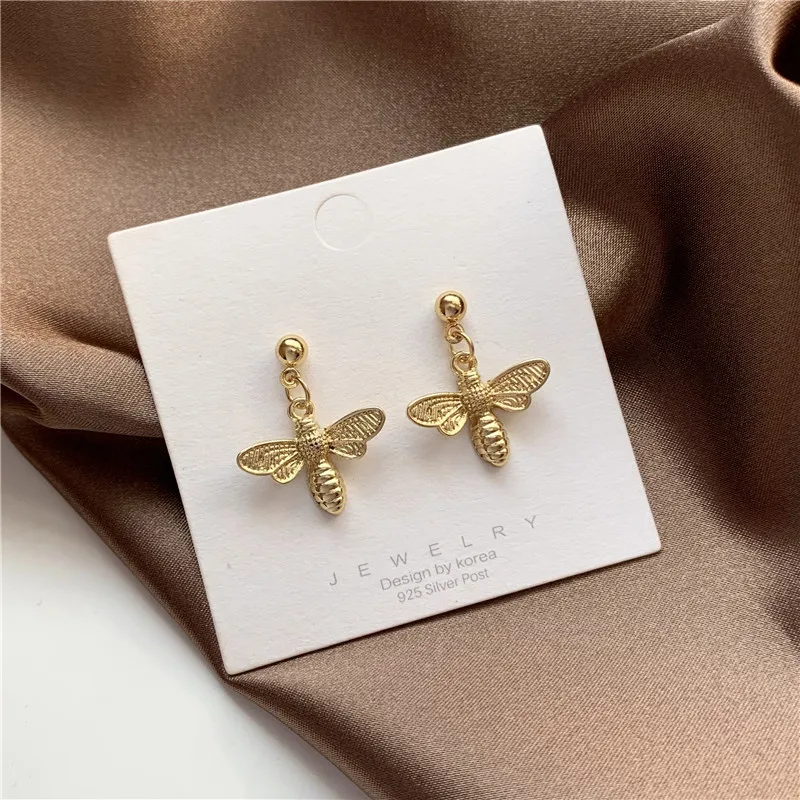 KSRA Trendy Small Bee Earring Dangle Ladies Insect Wedding Girls Gold Color Korean Earrings Women Jewelry New Oorbellen