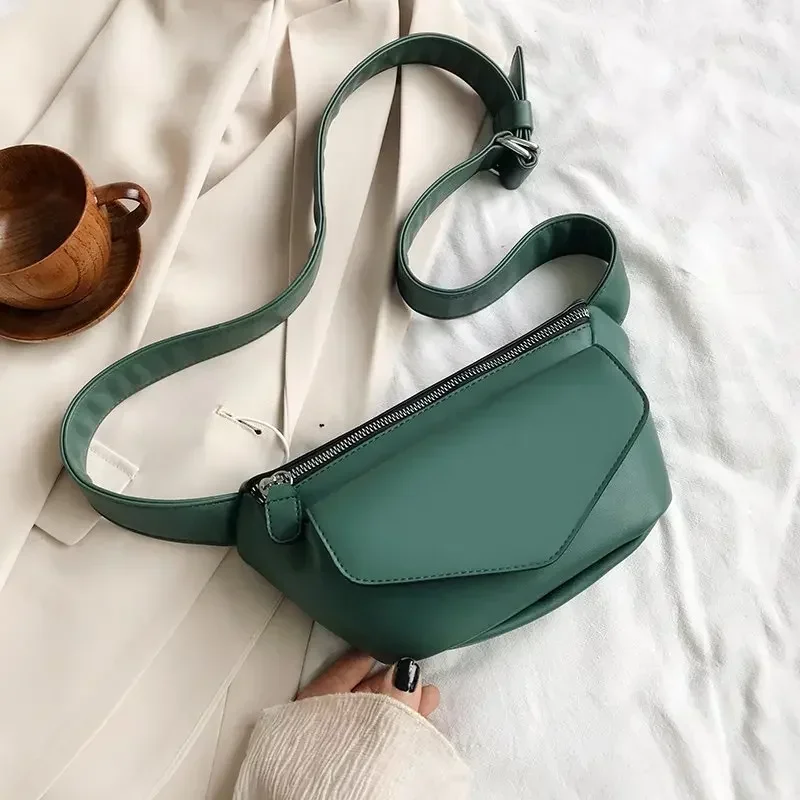 Casual Waist Bags for Women Leather Shoulder Bag Travel Small Chest Bag Women Belt Purses Female Bolsos Solid Color  شنط نسائي