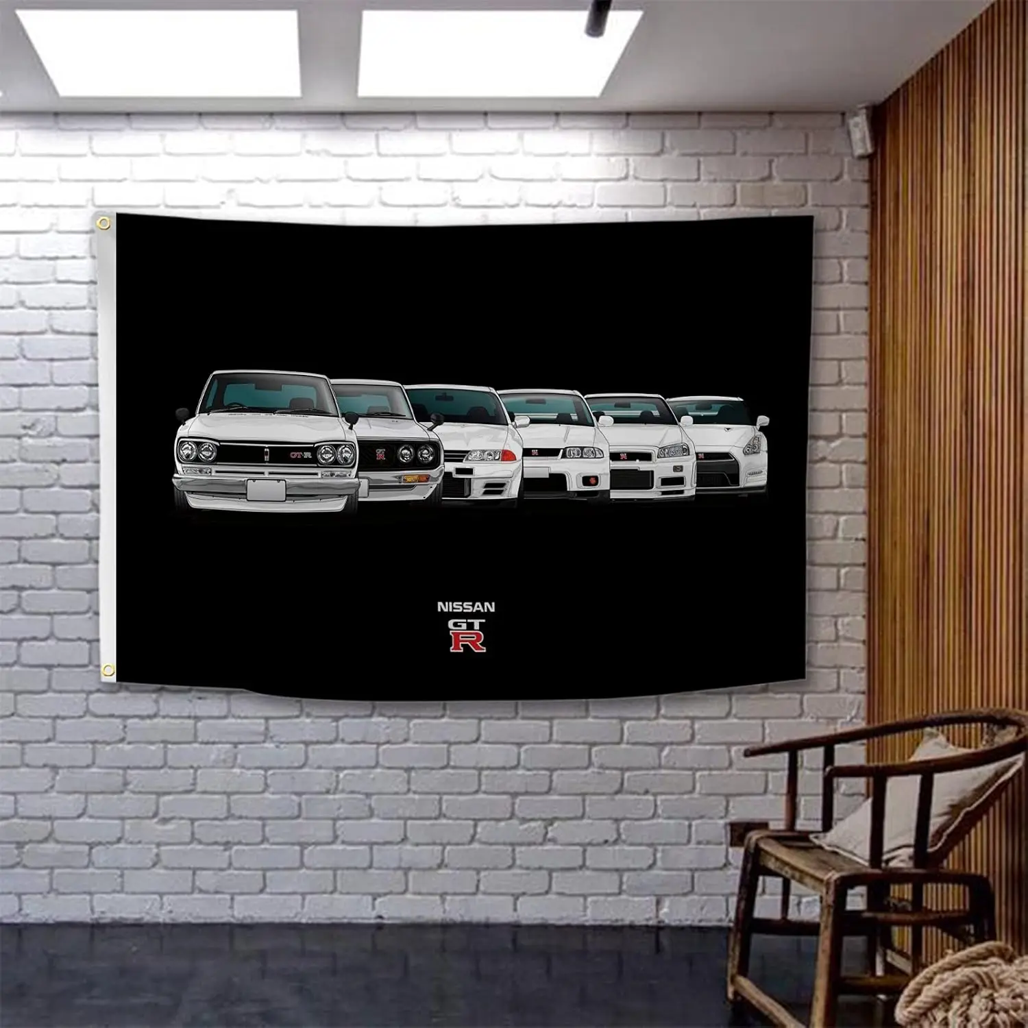 Vintage Nissan GT-R JDM Car Poster Banner Art R32 R33 R35 Performance Sports Car Gift for Anime Auto Enthusiasts