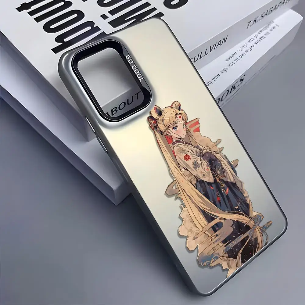 S-Sailor M-MoonS الكرتون قضية الهاتف لسامسونج غالاكسي S25 حافة S24 S23 S22 S21 S20 الترا فوندا سيليكون غطاء فضي #6