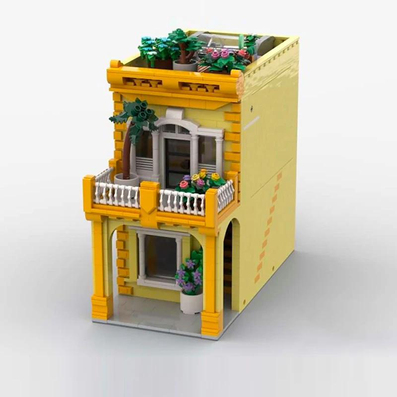 City Street View Model MOC Building Bricks Coffee Shop And Apartment Modular Technology Children Holiday Gifts Assemble Toy Suit