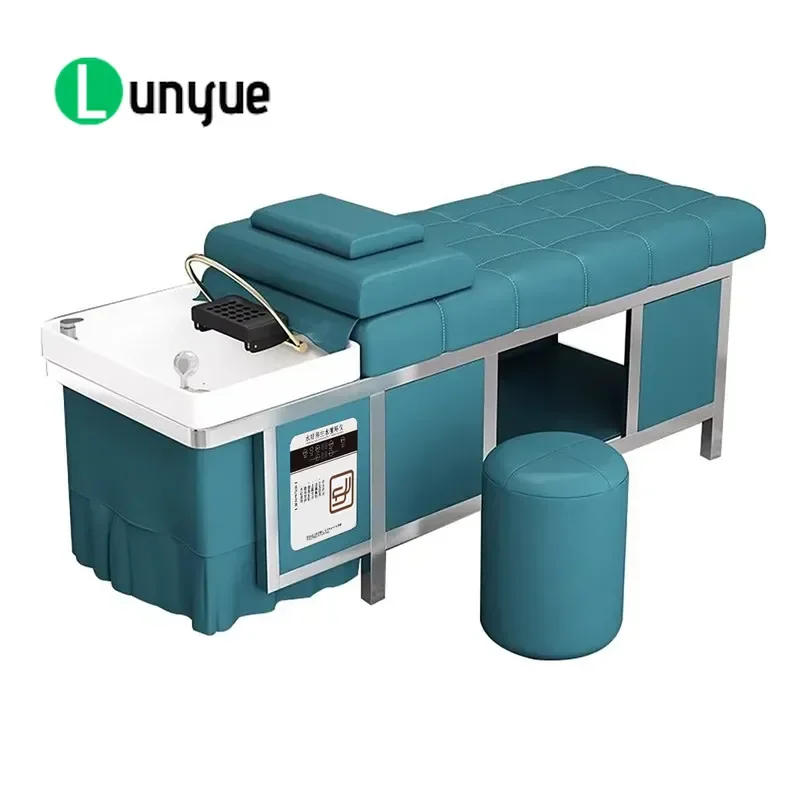 Stainless Steel Shampoo Bed with Synthetic Leather and High Density Sponge Constant Temperature Water Circulation