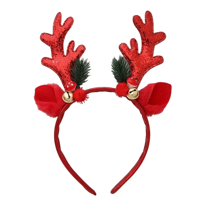 New Sequins Christmas Headbands for Children Santa Claus Snowman Antlers Head Hoop Women Girls Christmas Tree Antlers Hair Hoop