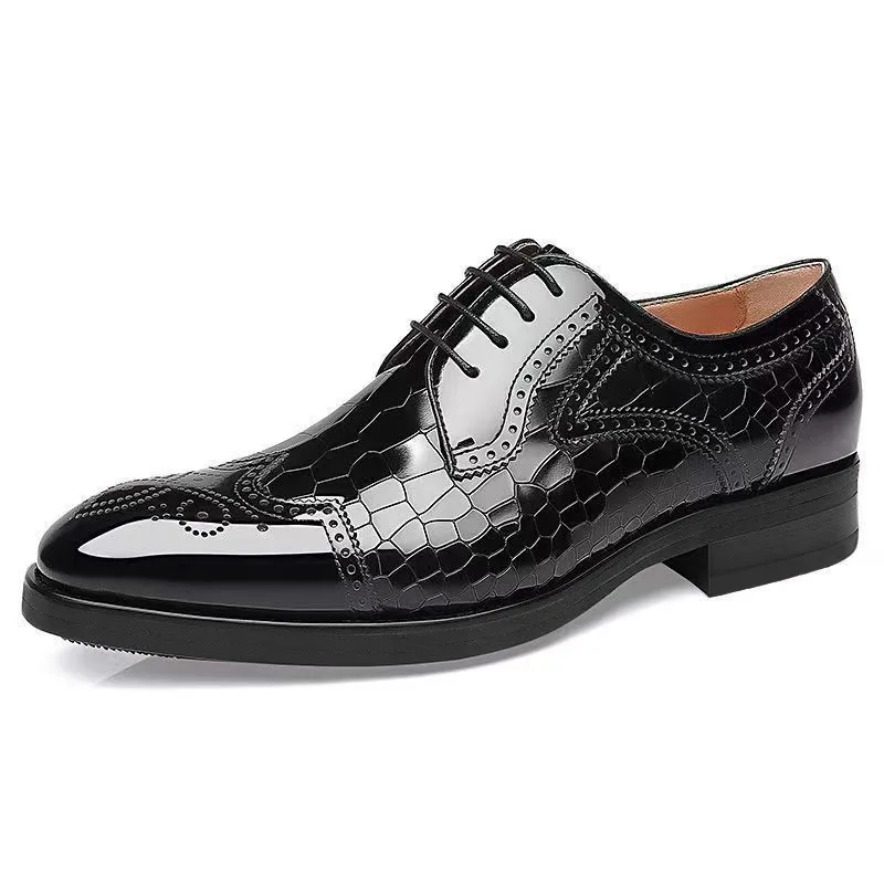 Oxfords de pele de crocodilo clássico masculino, calçado casual para festa de casamento, sapatilhas britânicas masculinas, nova primavera