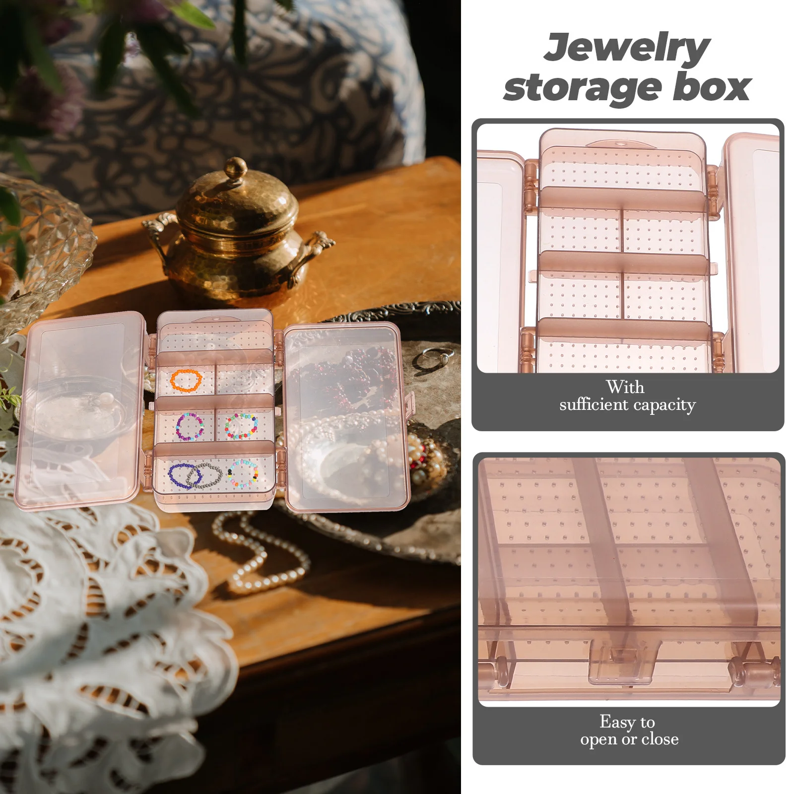 

2pcs 2-Layer Jewelry Box Multi-Compartment Storage Case For Rings Earrings Pendants Desktop Trinket Container Stackable