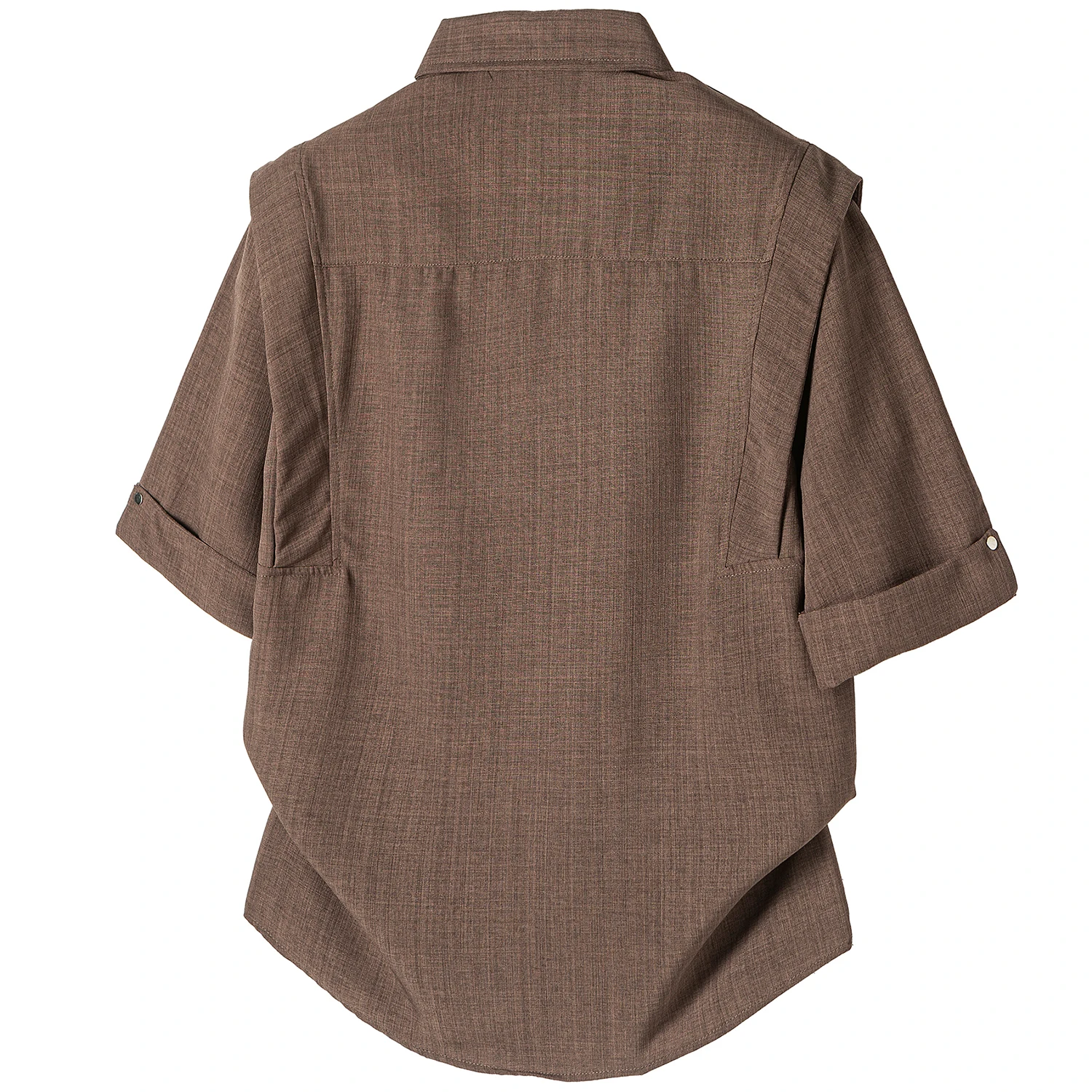 Men's Casual Short Sleeve Shirt Summer Concealed Placket Loose Solid Color New Fashion Personalized Rivet Design Tops