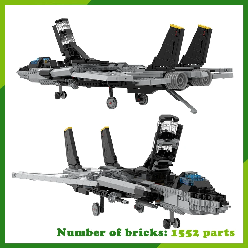 F-14 Tomcat Samolot MOC Klocki Model Samolot Wojskowy DIY Prezenty Klocki Kreatywne Montaż Transport Zabawka Prezent 1552 Elementy