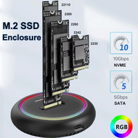 M.2 PCIE SSD Case NVME SATA Dual Protocol Docking Station RGB LED Light USB C SSD Enclosure Adapter Support M and B and B&M Keys