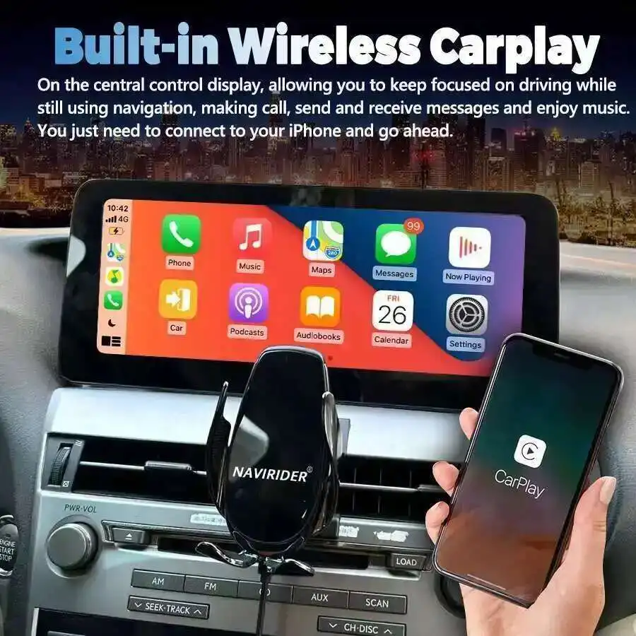 Car Radio CarPlay For Lexus RX RX270 RX350 450 2009 2010 2011 2012 2013 2014 2015 built-in 360 Navi Bluetooth 12.3" Android 14 view 2