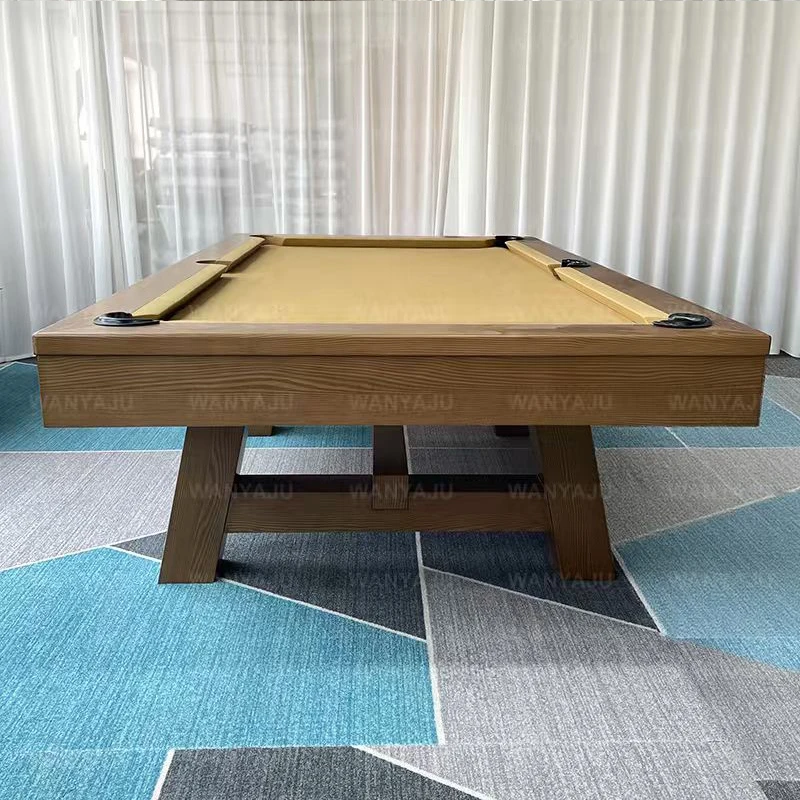 Modern Life Design Solid Wood Rustic Dining Top Pool Table with Benches and Wood Legs for Indoor Pool Table Sports Game