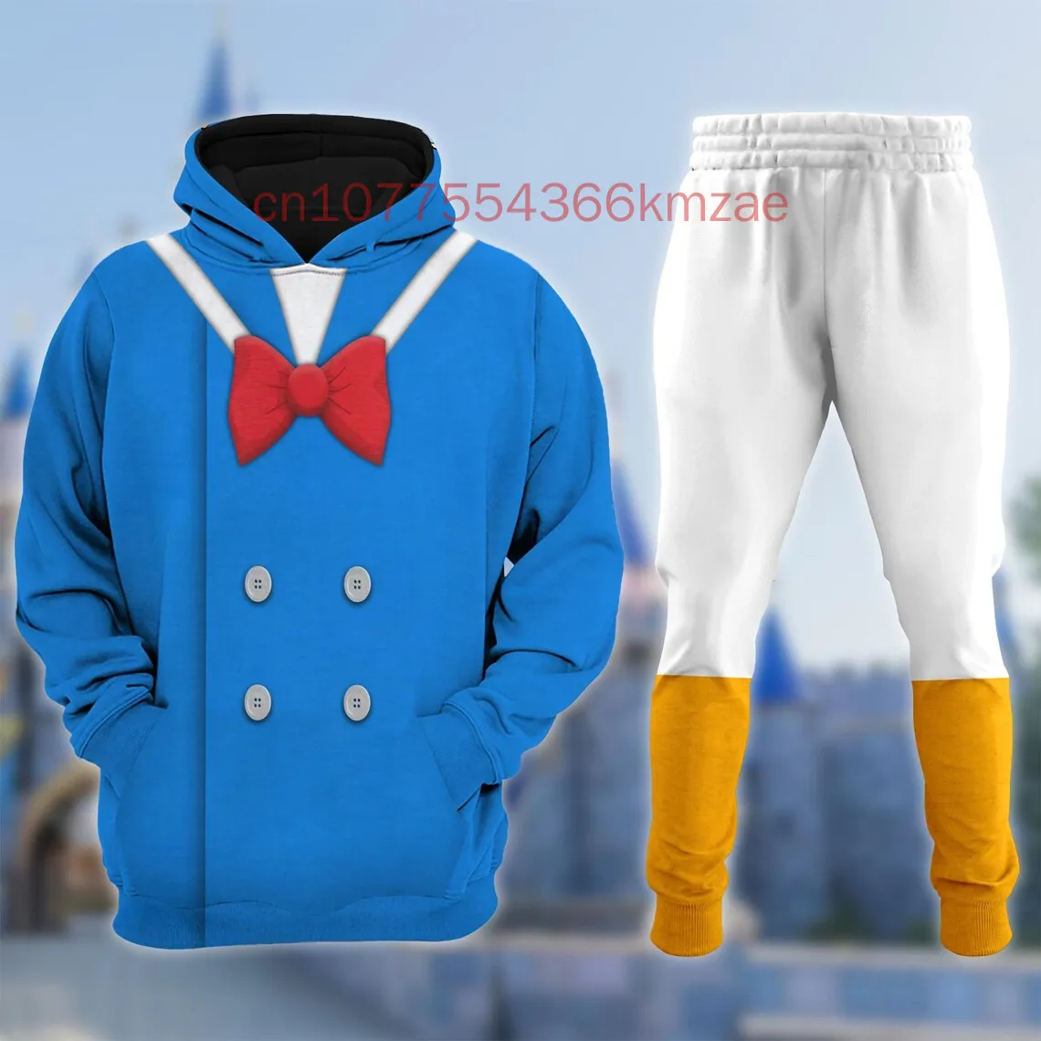 2025 Disney Donald Duck Hoodie Jogger Set Print Spring and summer Sport Fashion Street Men's And Women's sweatpants Sportswear