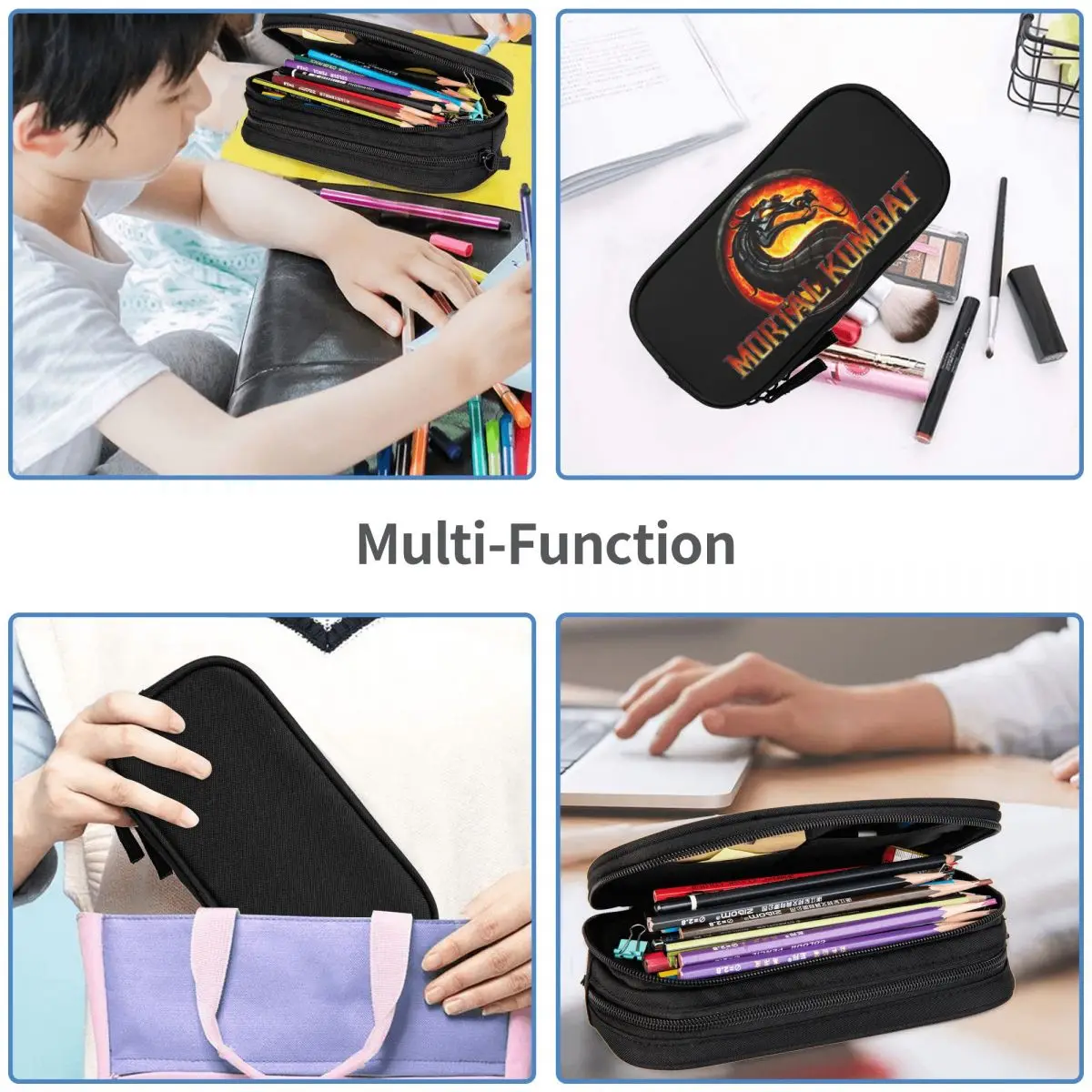 Mortal Kombat Logo Pencil Cases for Student School Pen Box Pencil Bag Large Capacity Pencil Pouch Pen Holder