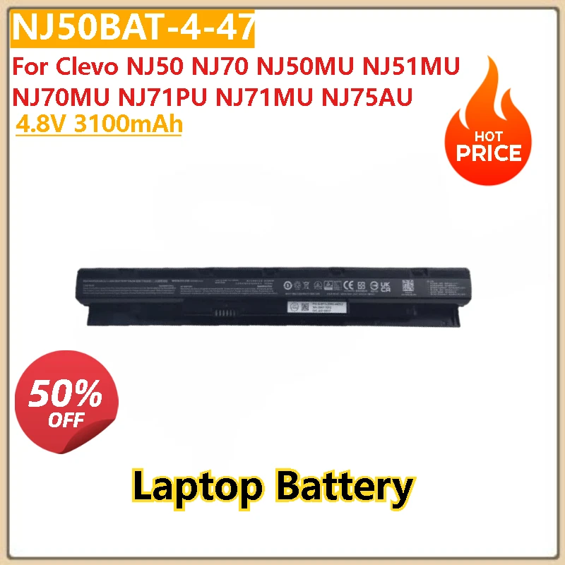 

100% New High Quality 14.8V 3100mAh Laptop Battery NJ50BAT-4-47 for Clevo NJ50 NJ70 NJ71PU NJ71MU NJ75AU NJ50MU NJ51MU NJ70MU