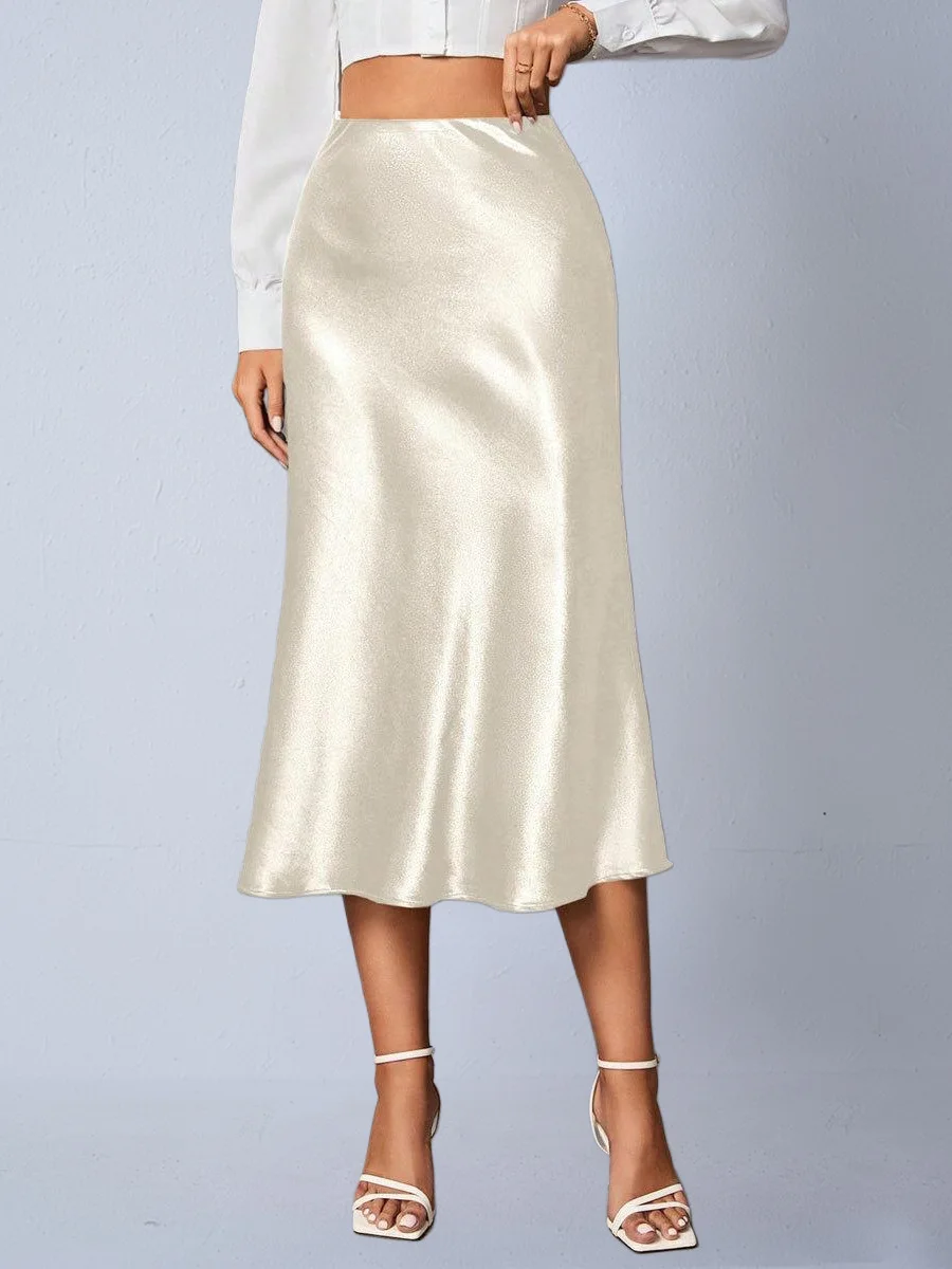 

Женская юбка из роскошного шелковистого материала, элегантная минималистичная юбка премиум-класса, изысканная шикарная юбка для миниатюрных женщин