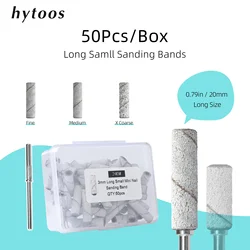 HYTOOS 20mm Super Long Small Sanding Bands 50Pcs/Box Mini Sand Band for Long Nail Tip Remove Gel Cuticle Clean with Mandrel Bit