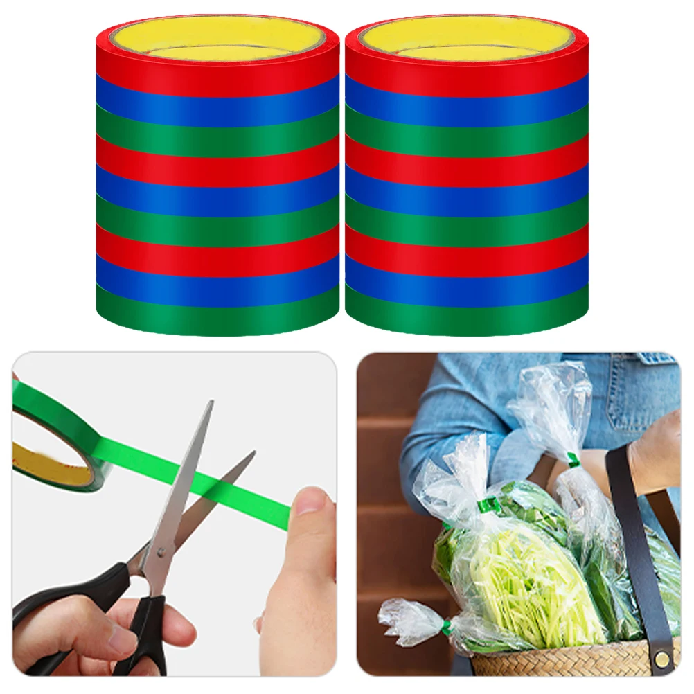 24 Rollen Siegelmaschinenband, Edelstahl, Baggers, Supermarkt, Rot, Grün, Blau, 8 Rollen, hochklebend, hitzebeständig